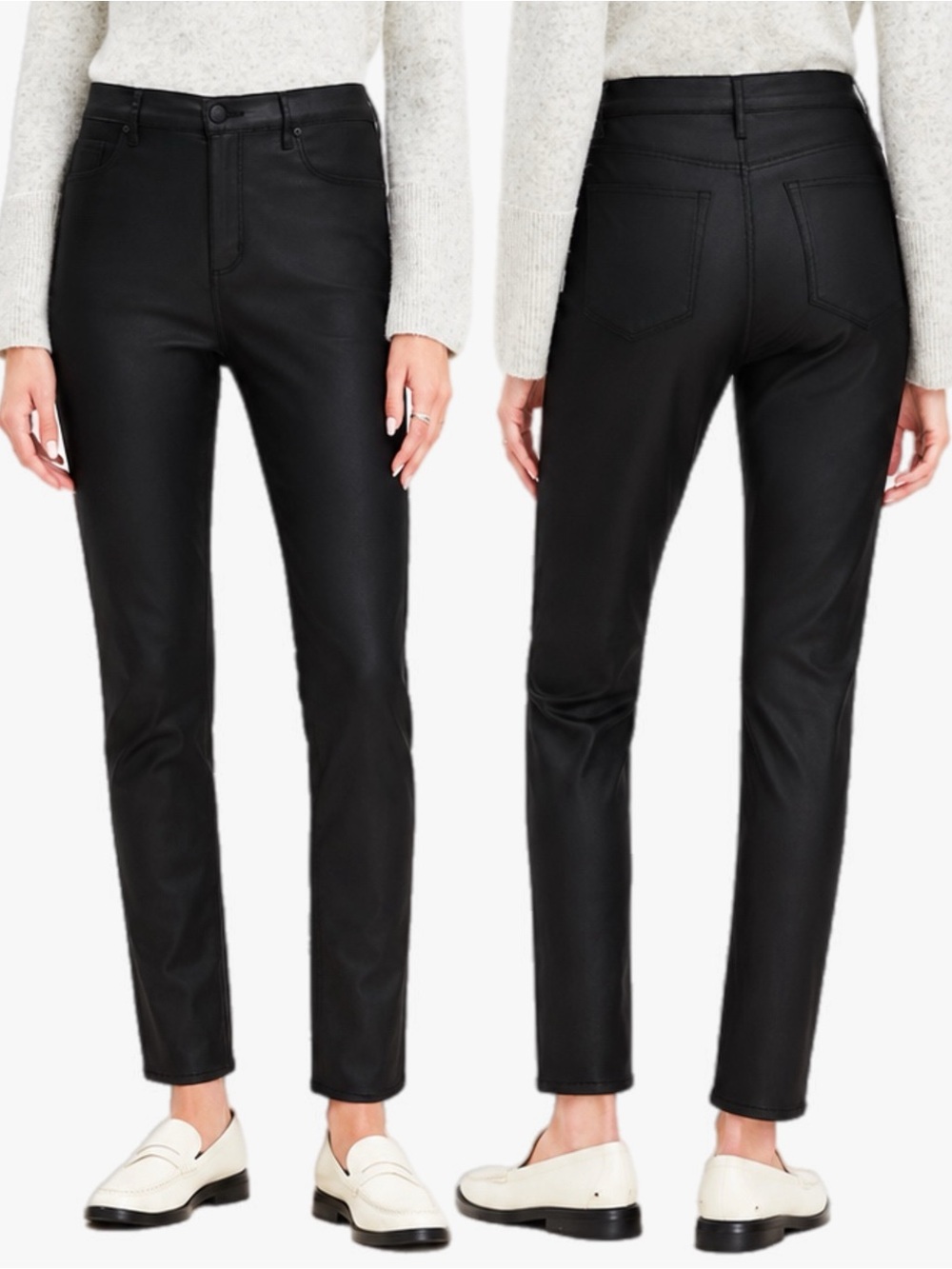 LOFT The Skinny Coated Black Skinny Leg Pants Women’s Size 29